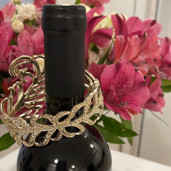 Gold plated rhinestone cuff bracelet. - Picture 3 of 4